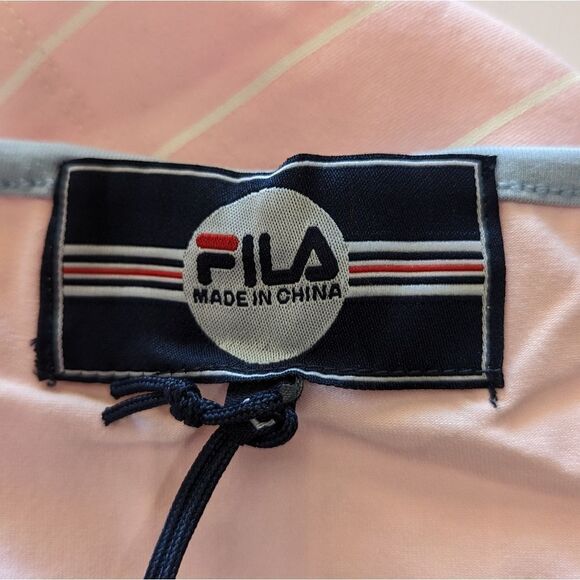 5/$20 Fila X Urban Outfitters Luann Striped Pink Cropped Halter Top NEW Large - Picture 5 of 10